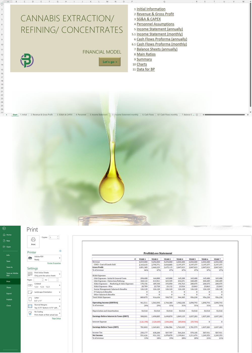Cannabis Extraction/Concentrates Financial Model