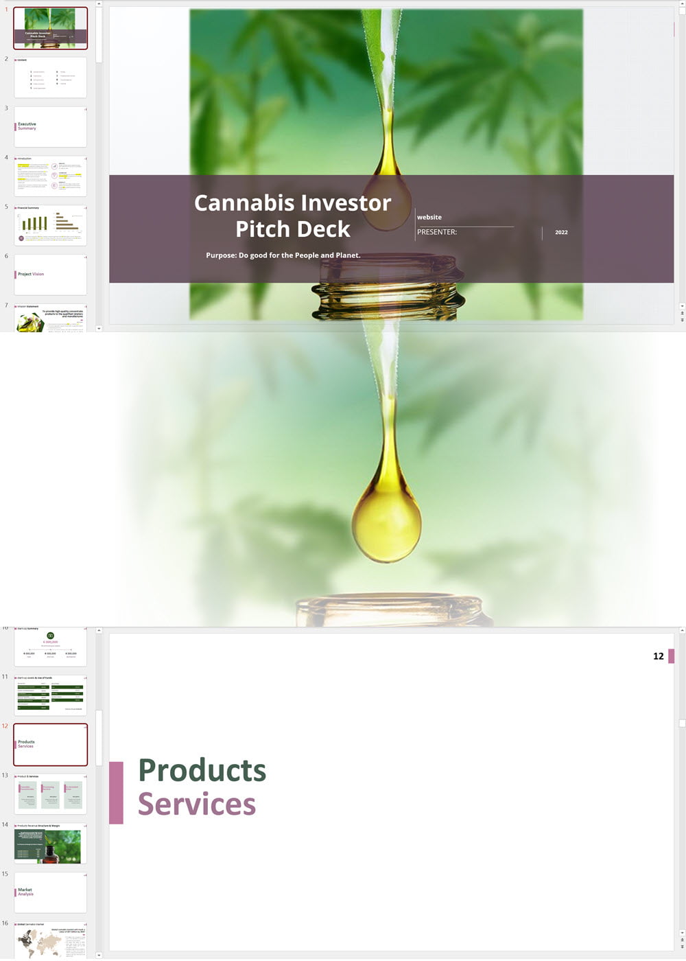 Cannabis Extraction Investor Pitch Deck Template