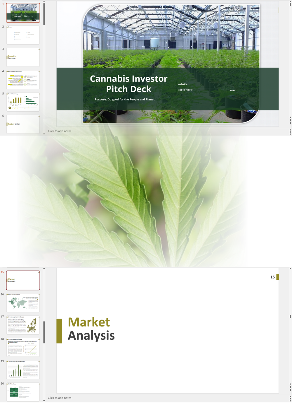 Cannabis Cultivation Investor Pitch Deck Template