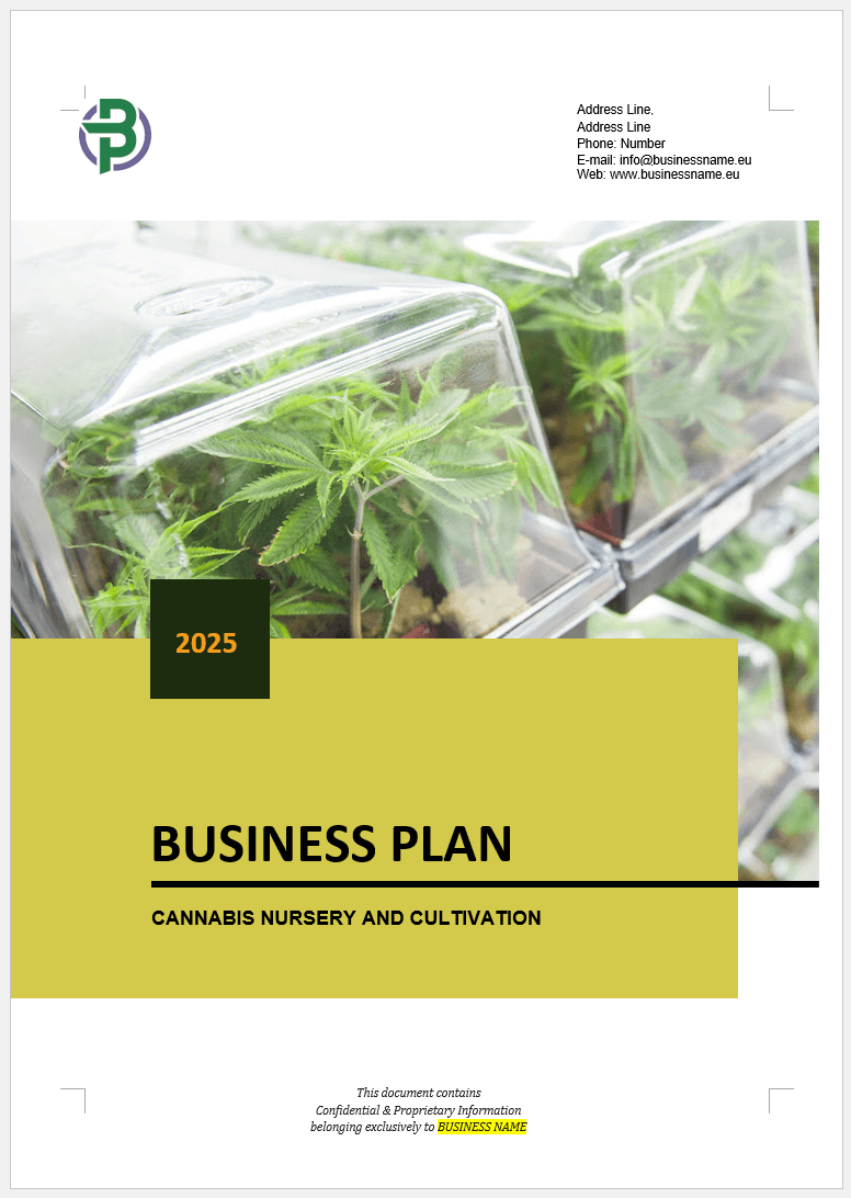 Cannabis Cultivation + Nursery Business Plan Template