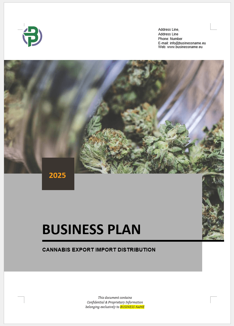 Cannabis Export Import Distribution Business Plan Template